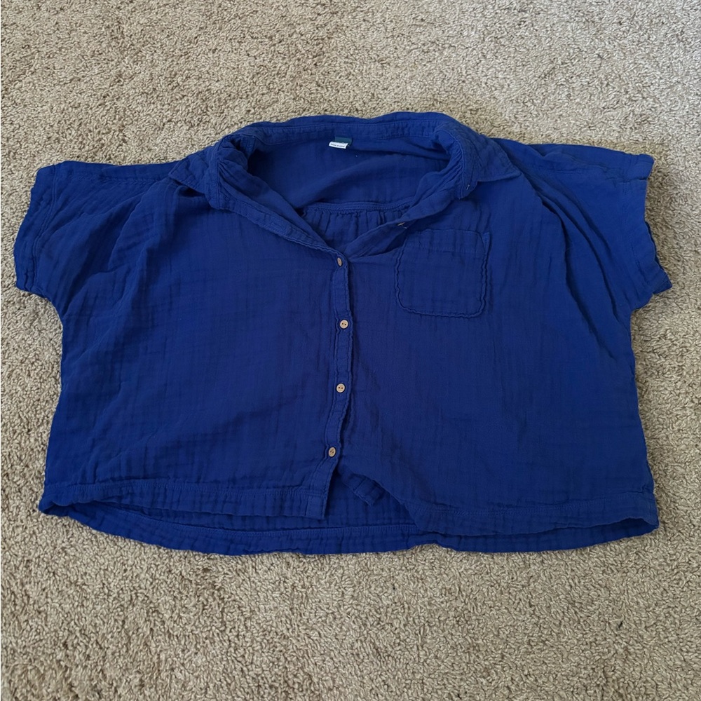 old navy cropped linen top